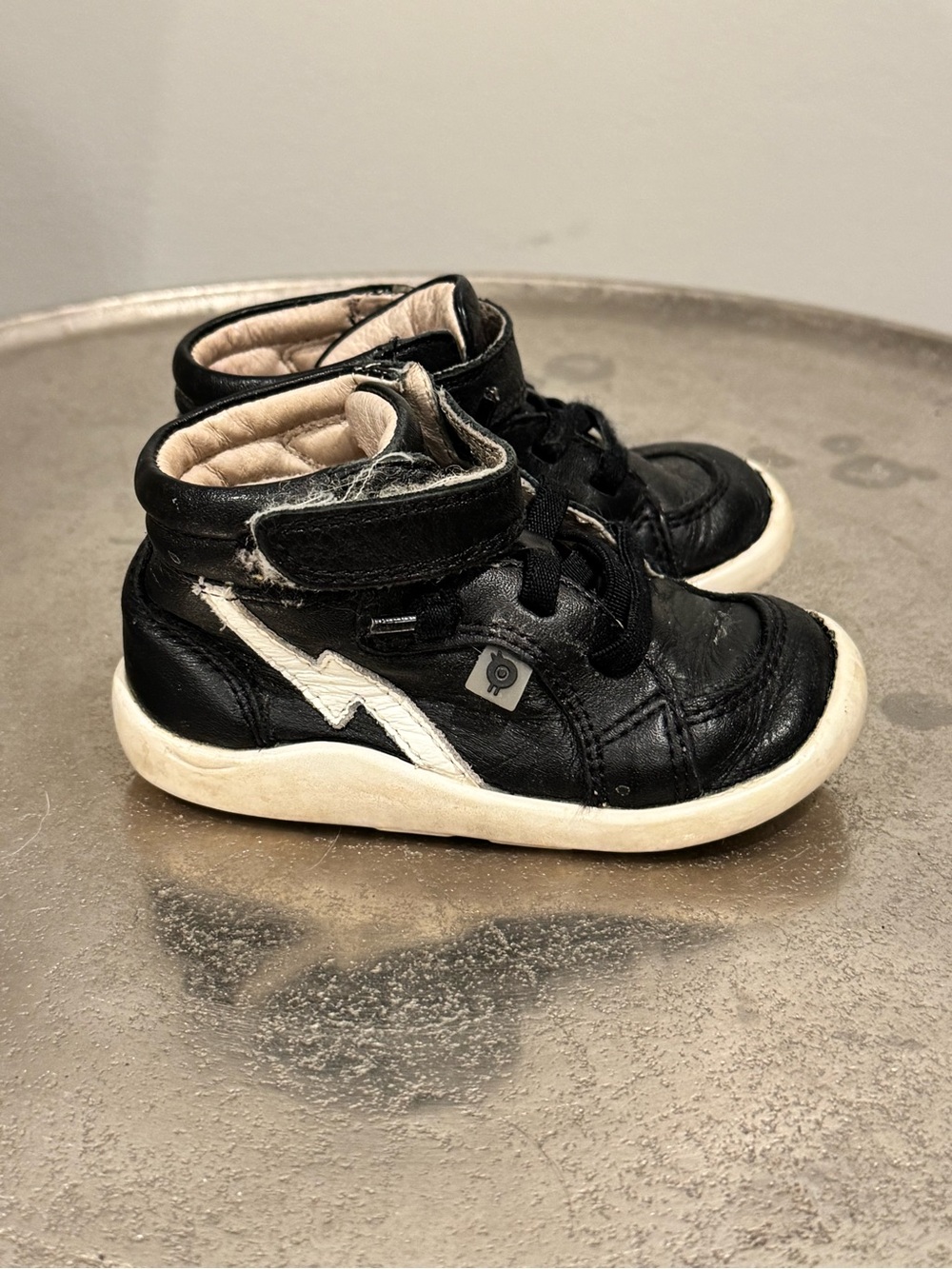 Old Soles Light The Ground Toddler Leather High-Top Sneakers – Black/White
